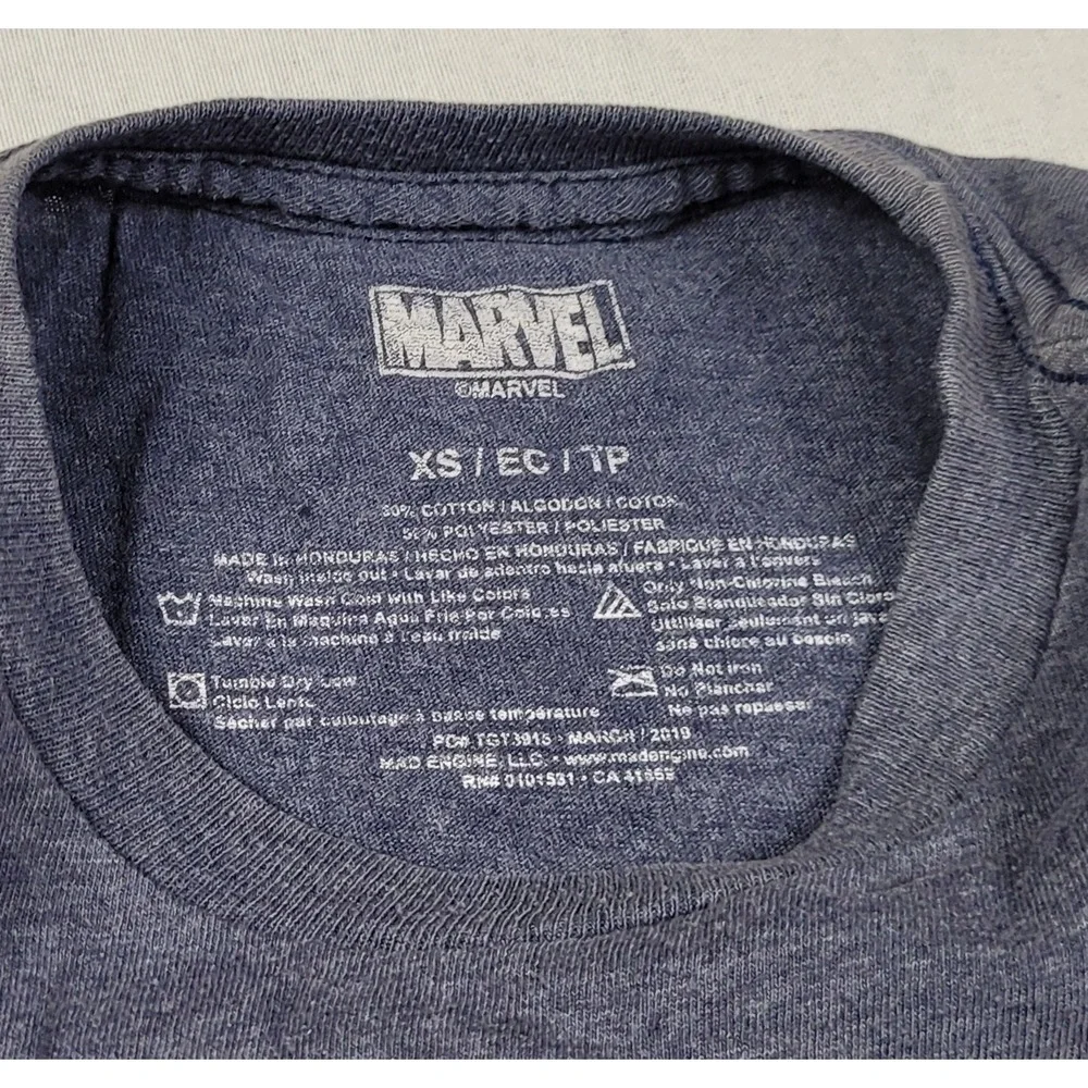 Marvel Captain America Distressed Shield Logo Blue Graphic T-Shirt Boy's Size XS